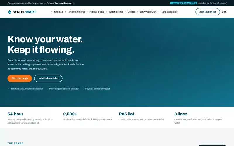 WaterMart website screenshot